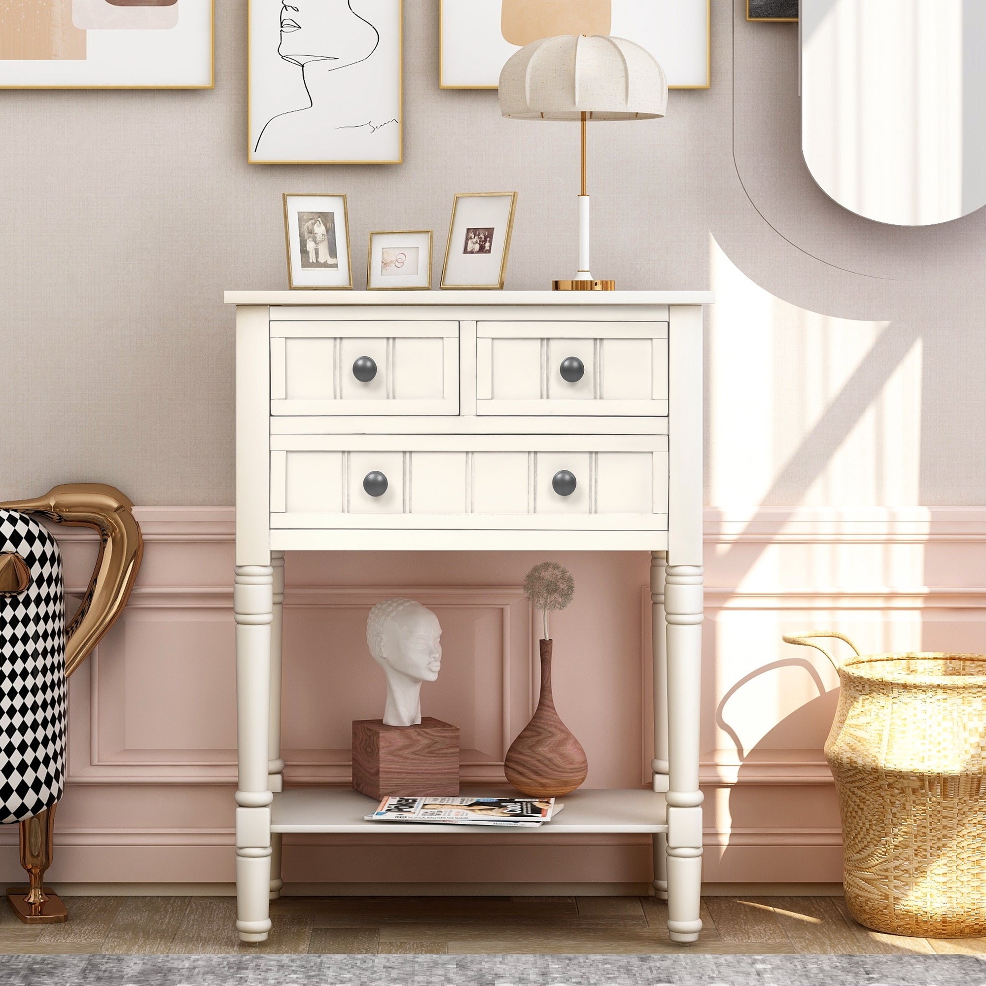 Modern Console Table with Three Storage Drawers