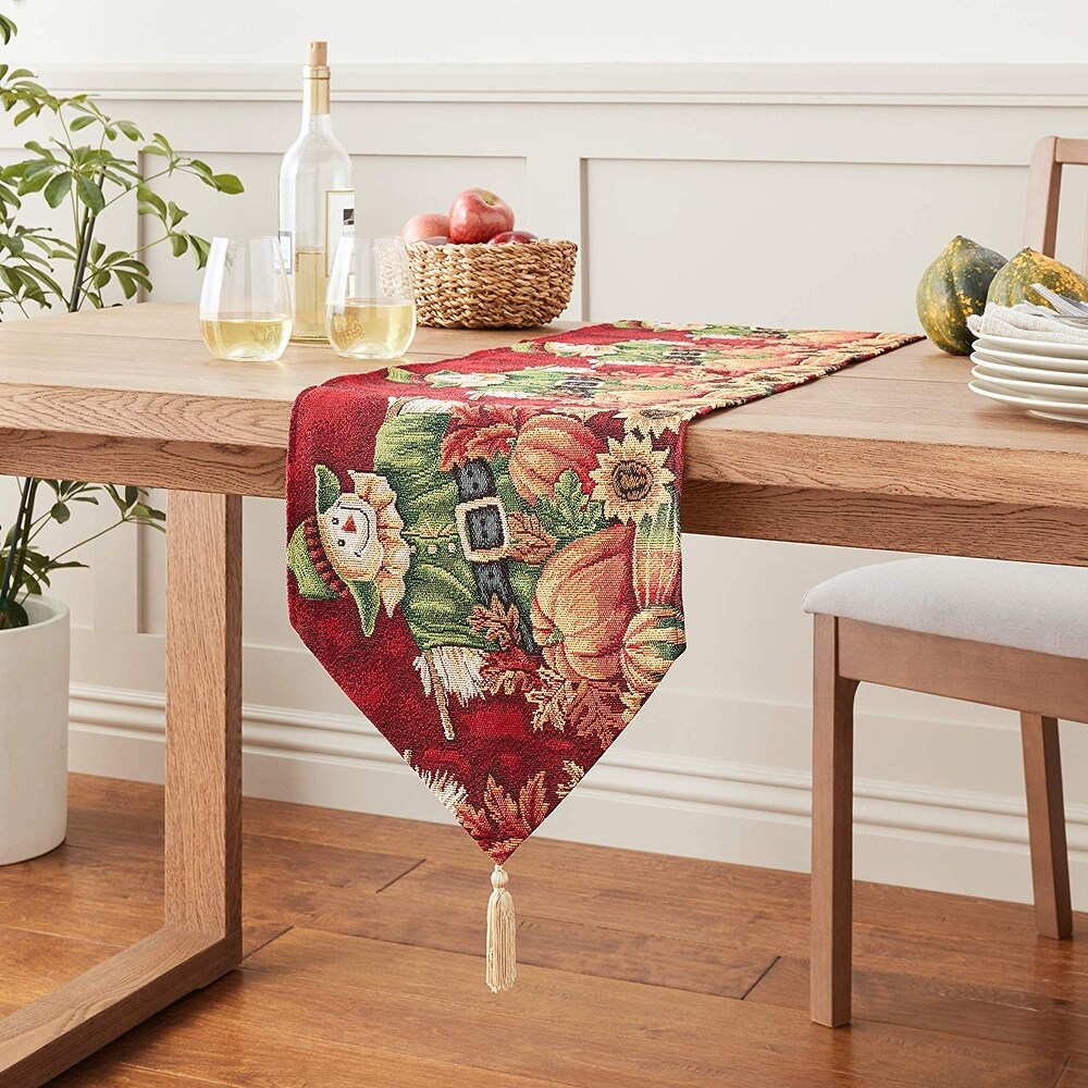 Violet Linen Fall Harvest Thanksgiving Autumn Leaves Table Runner