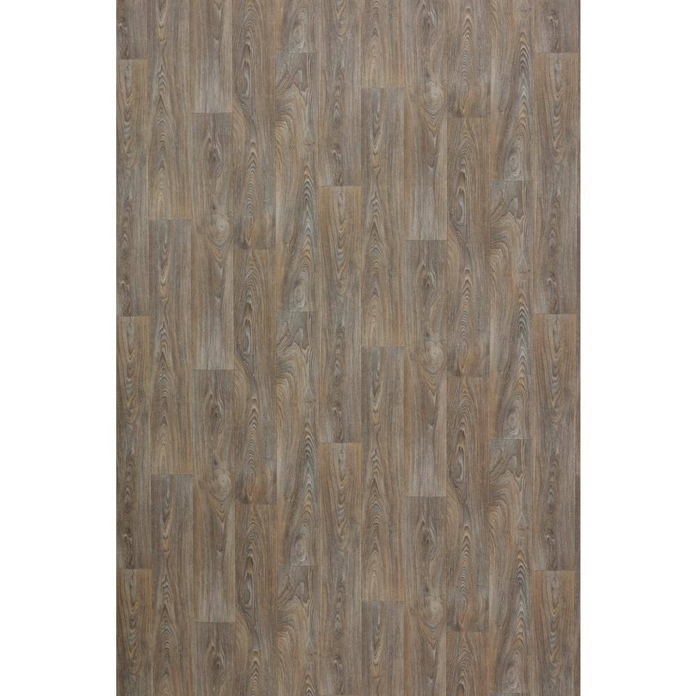 TrafficMaster Scorched Walnut Grey Wood 10 MIL x 12 ft. W x Cut to Length Waterproof Vinyl Sheet Flooring C9450407C895P14