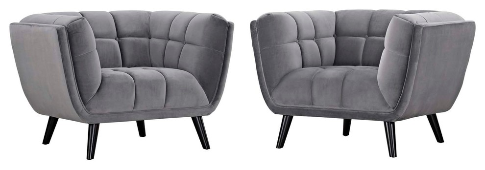 Modern Armchair Accent Chair  Set of 2  Velvet Fabric   Midcentury   Armchairs And Accent Chairs   by House Bound  Houzz