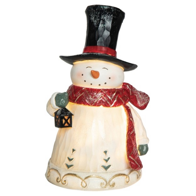 Transpac Resin 9 25 In Multicolored Christmas Light Up Smiling Snowman Decor