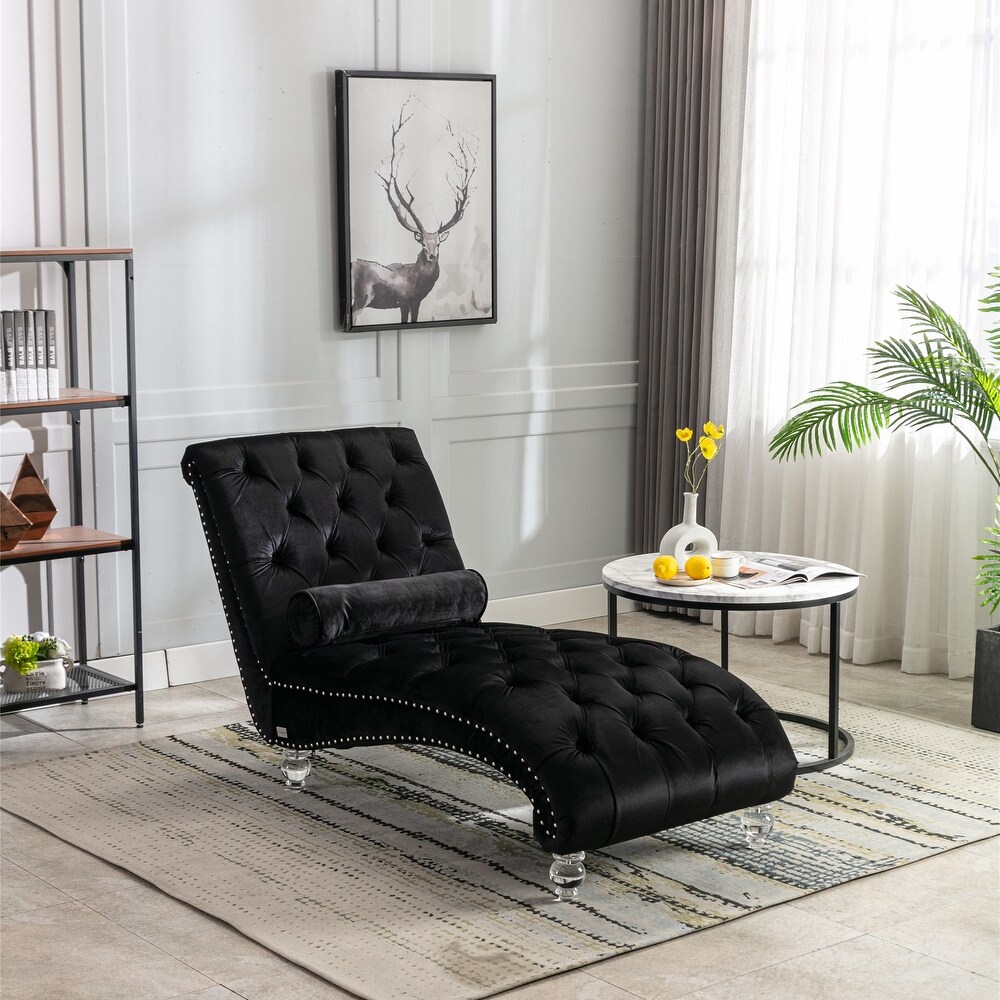 Acrylic Foot Tufted Lounge Chair Chesterfield Lounge Button Tufted Chaise