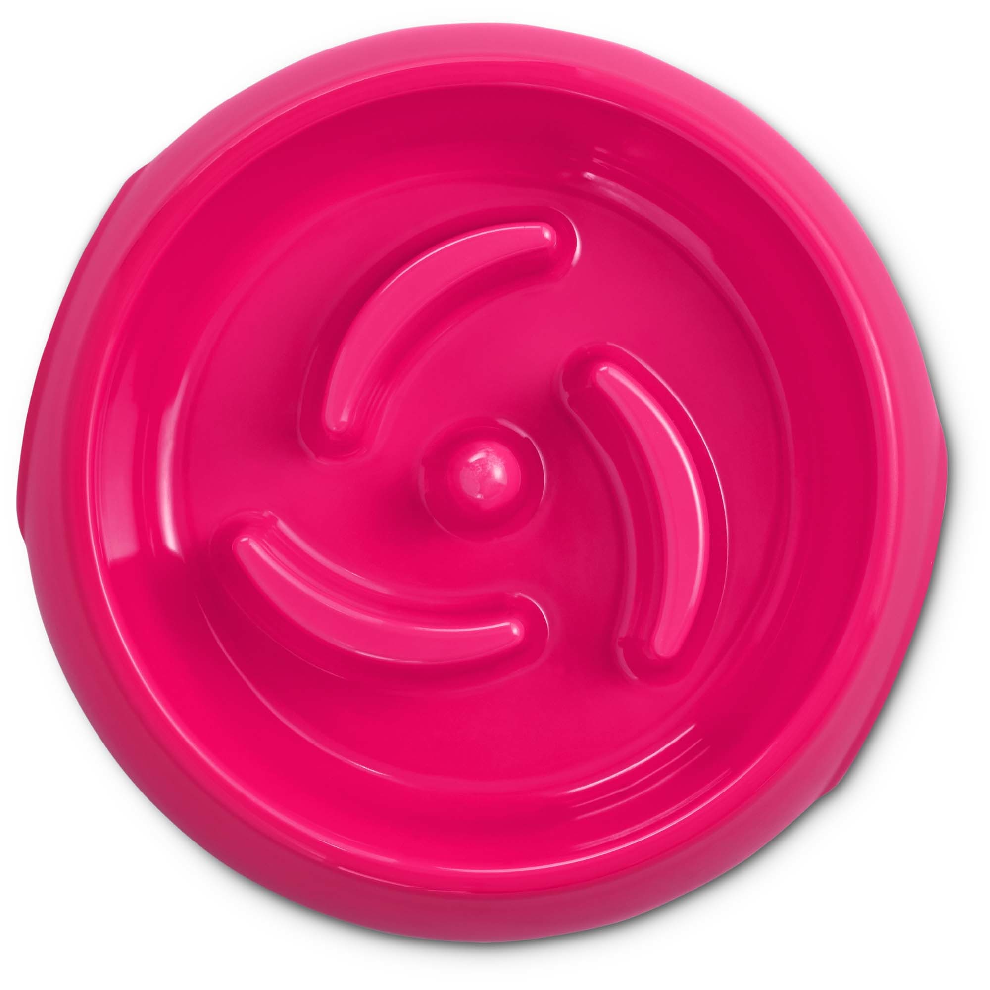 HARMONY Pink Plastic Slow Feeder Dog Bowl， Large