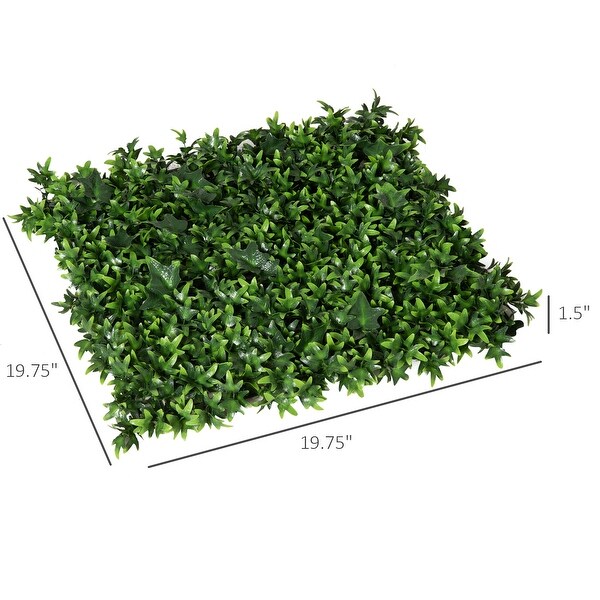 Outsunny 12PCS 20 x 20 Artificial Boxwood Panels Milan Leaf Grass Privacy Fence Screen Topiary Hedge Plant Greenery Wall