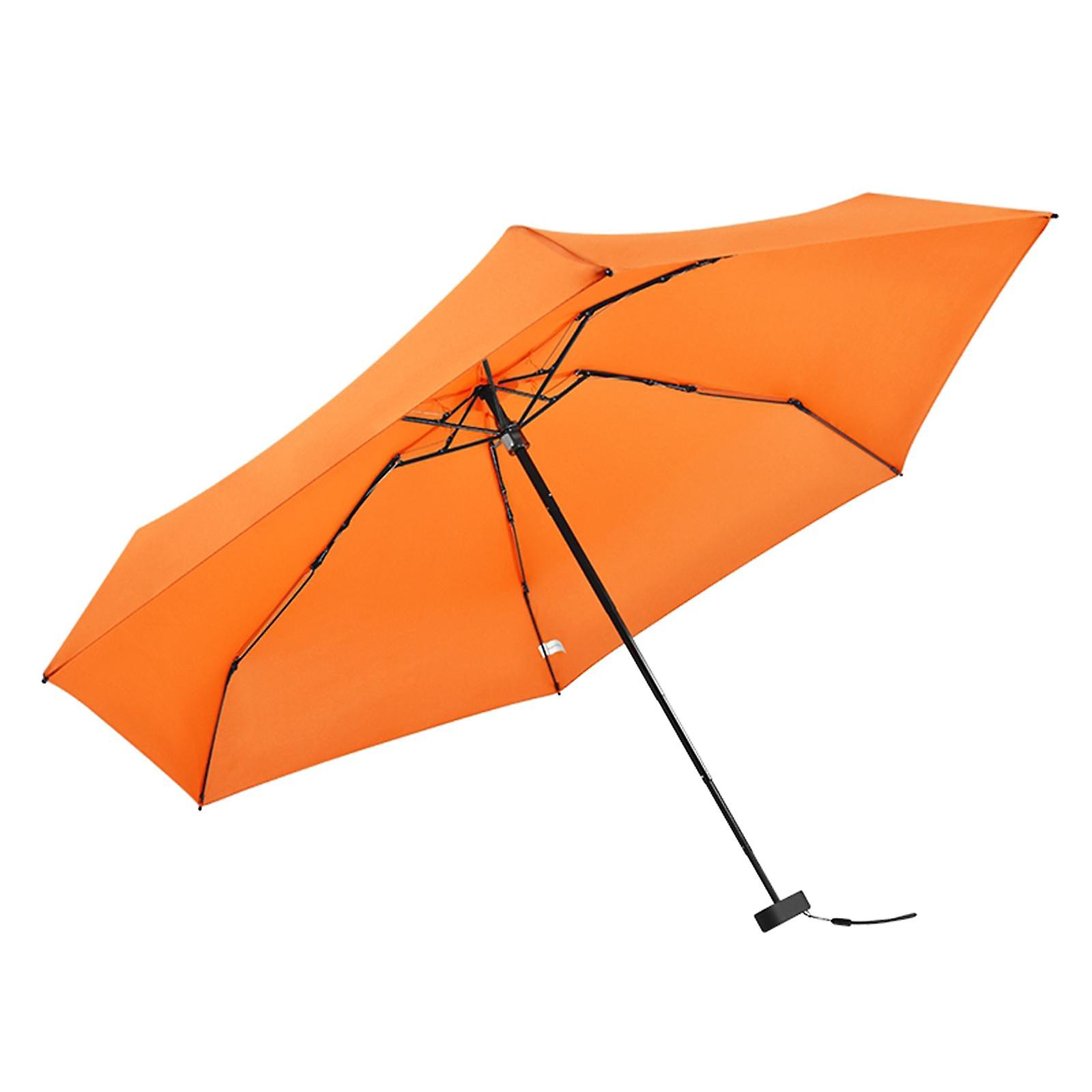 Mini Umbrella Water Resistant Sun Umbrella Durable Windproof Travel Umbrella Orange