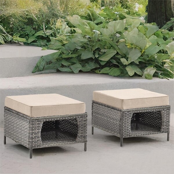 Wicker Patio Furniture Conversation Set with High Back Swivel Chairs and Storage Ottomans，Cushions Included🎃