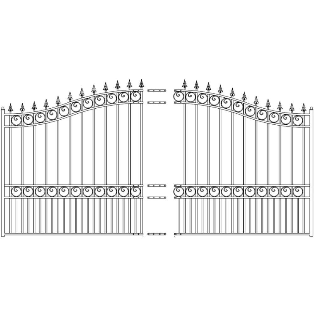 ALEKO London Style 16 ft. x 6 ft. Black Steel Single Swing Driveway Fence Gate DG16LONSSW-HD