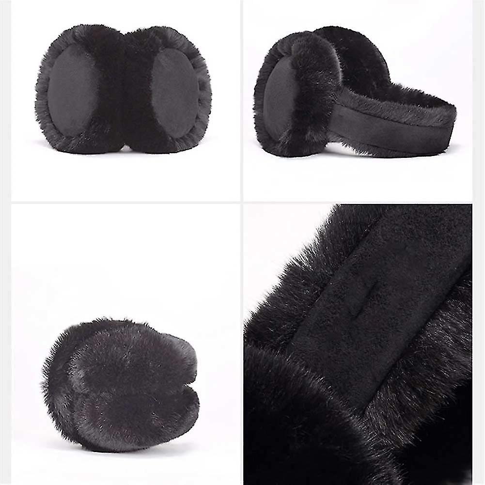 Winter Women's Warm Earmuffs， Foldable Suede Plush Earmuffs， Portable Outdoor Windproof Earmuffs， Suitable For Cycling， Running， Walking， Shopping (co