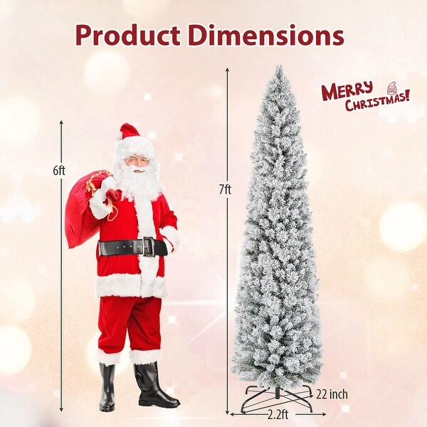 Gymax 4.5/6/7 FT PreLit Artificial Christmas Tree Slim Pencil Xmas