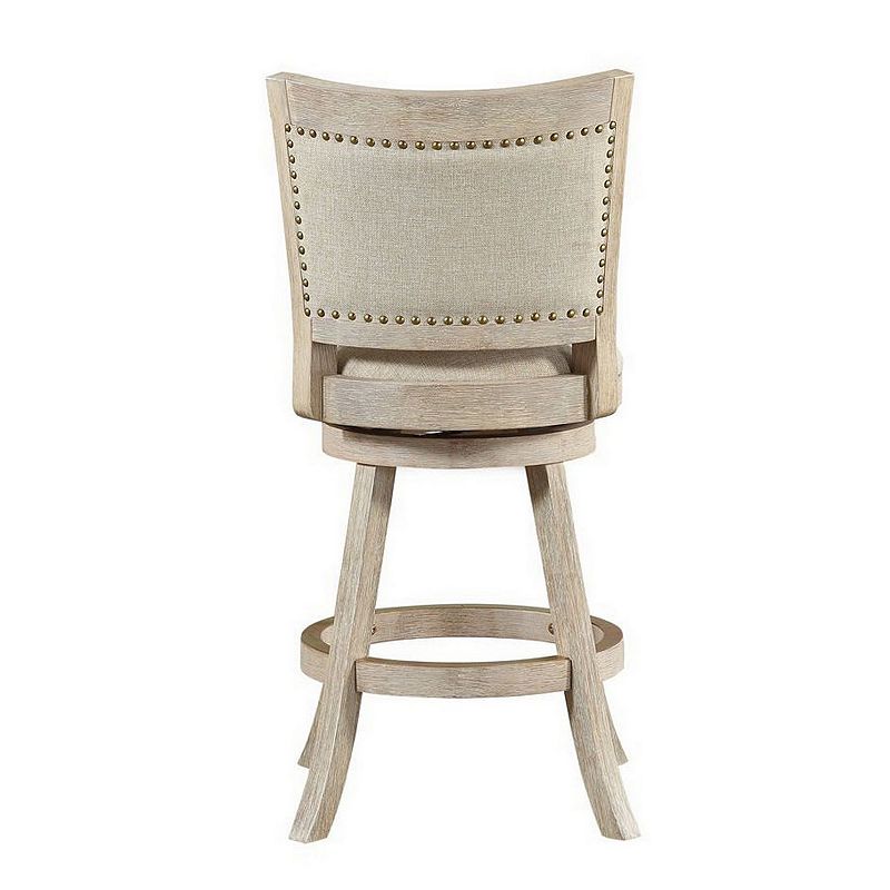 Curved Back Wooden Swivel Counter Stool with Nailhead Trim， Gray