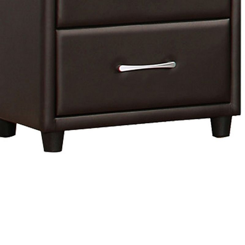 2 Drawer Night Stand In Wood And PVC， Black