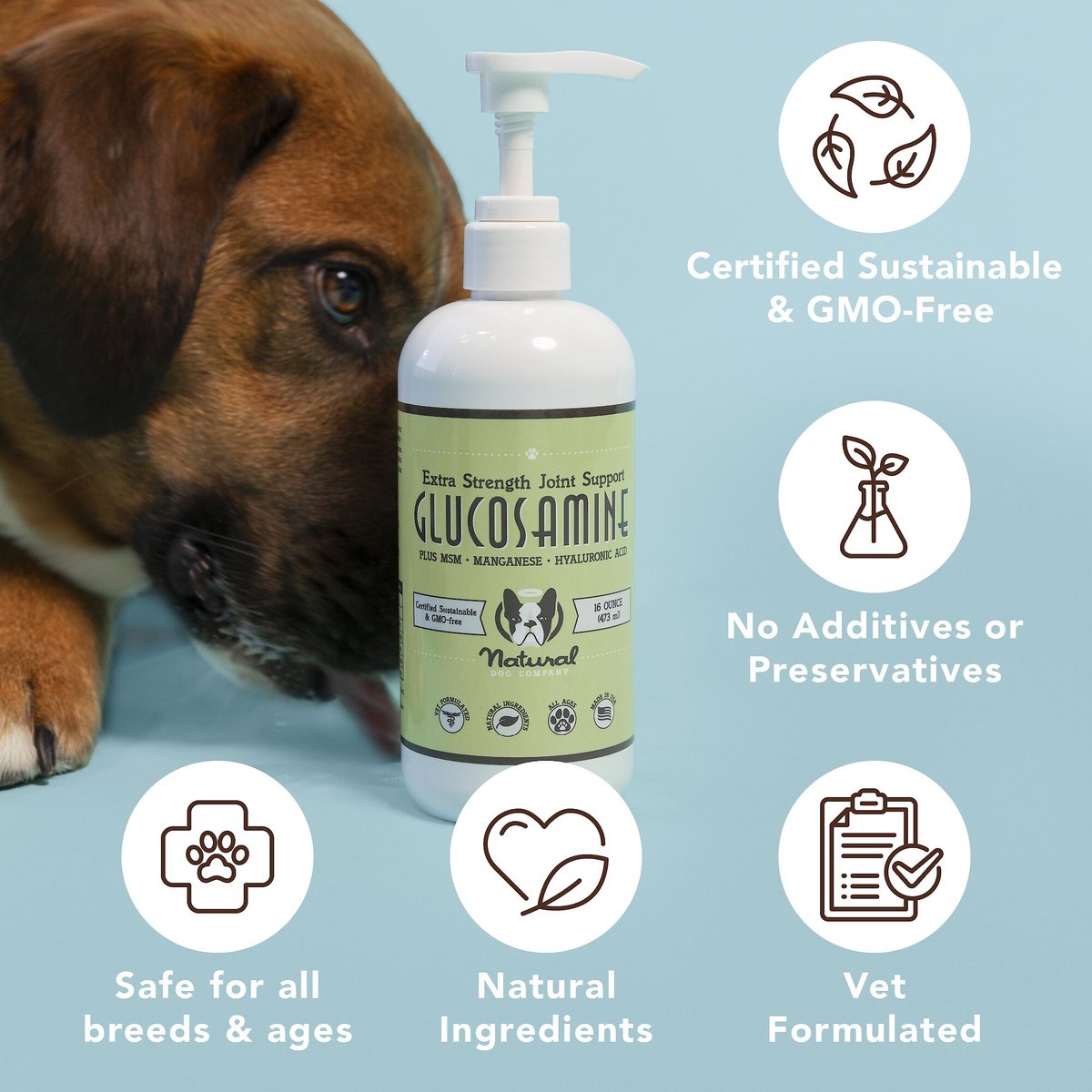 Natural Dog Company Liquid Glucosamine Hip and Joint Oil， 16-oz bottle