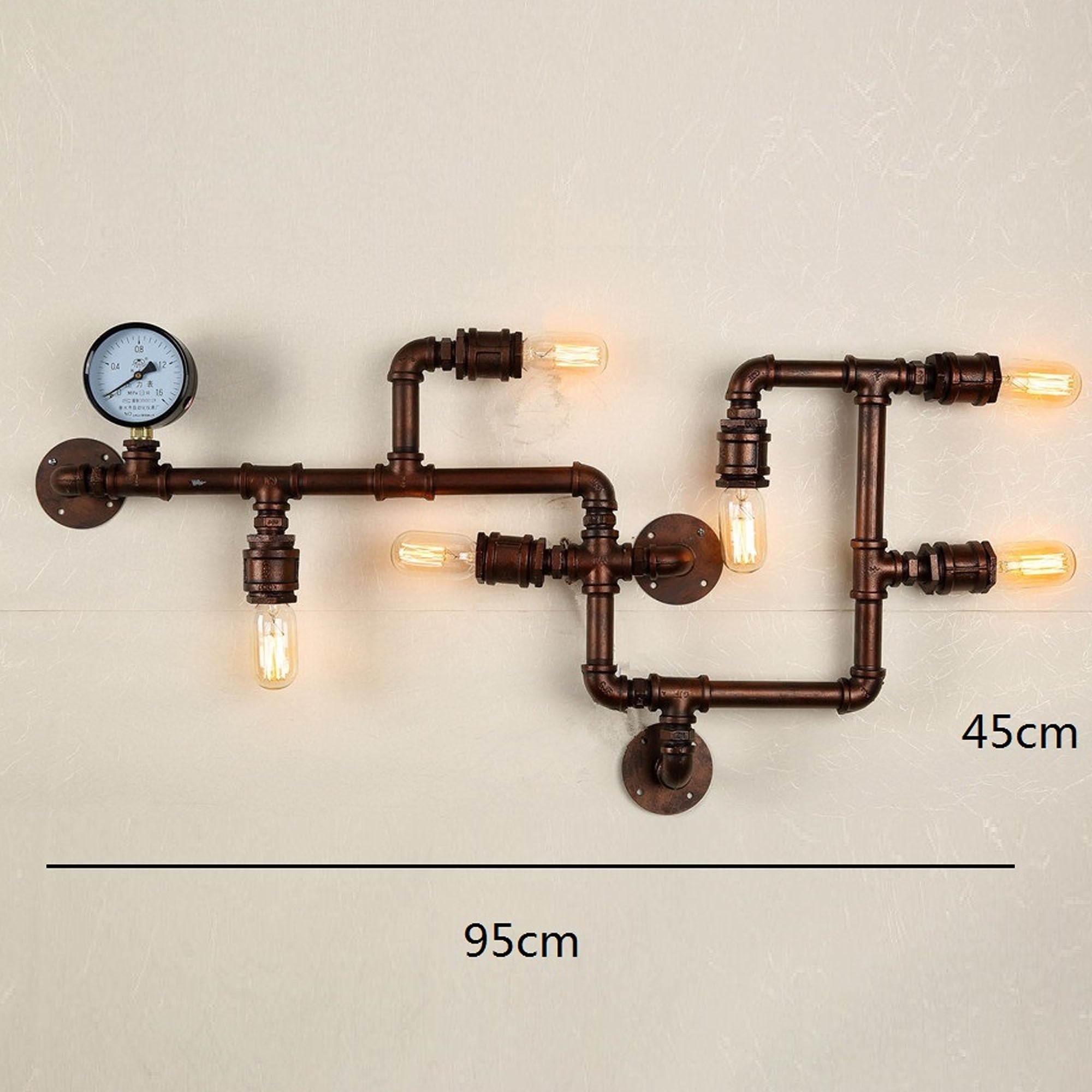 6 Heads Industrial Rustic Pipe  Wall Lamp  Cy-Bd-045