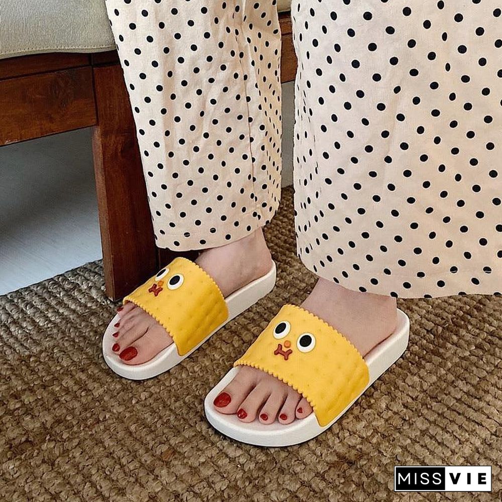 Cute Cartoon Indoor Outside Slippers Women Bathroom Shower Slippers Anti-slip Home Floor Shoes Lovers Beach Slides Sandals