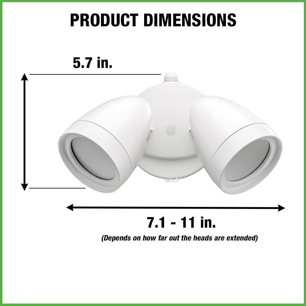 ETi 2-Head White Outdoor Integrated LED Flood Light Security 1200 to 2400 Lumen Boost Dusk-to-Dawn 4000K (4-Pack) 51405144-4PK