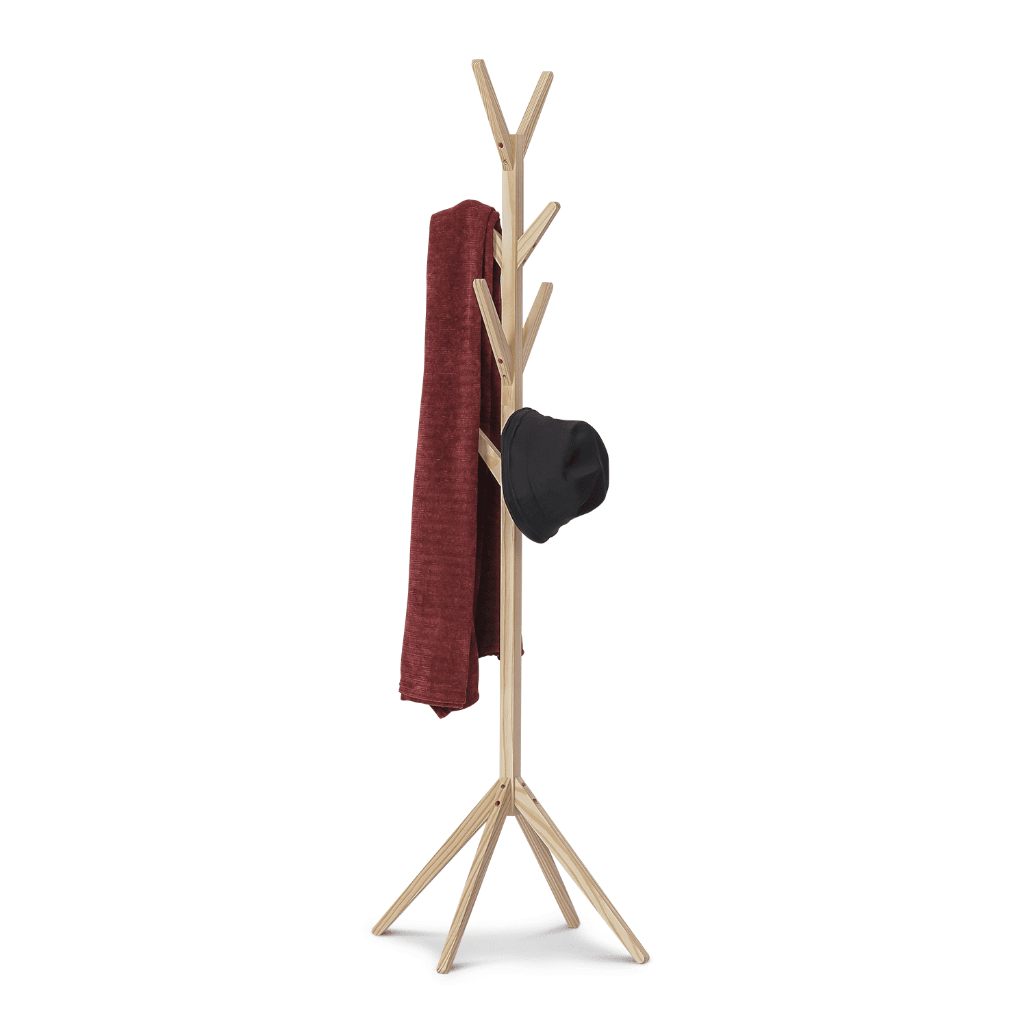 Magshion Wood Stable Coat Rack， Modern Clothes Handbag Storage Stand， Hall Tree， Natural， for Entryway