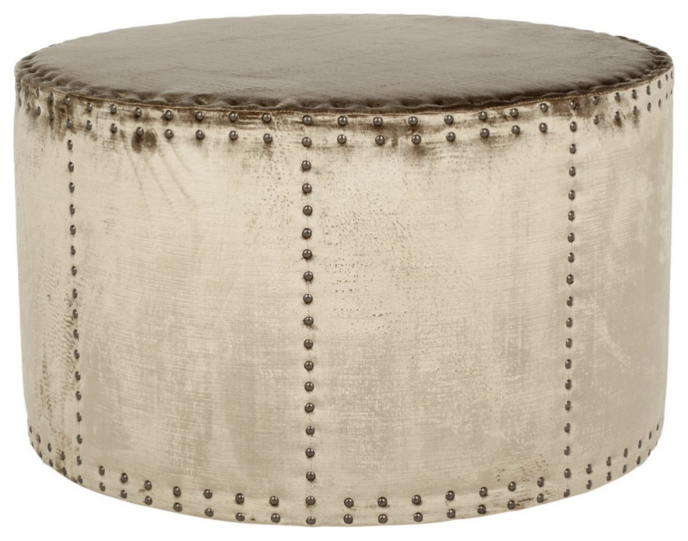 Foster Ottoman Brass Nail Heads Antique Sage   Transitional   Footstools And Ottomans   by V.S.D Furniture  Houzz