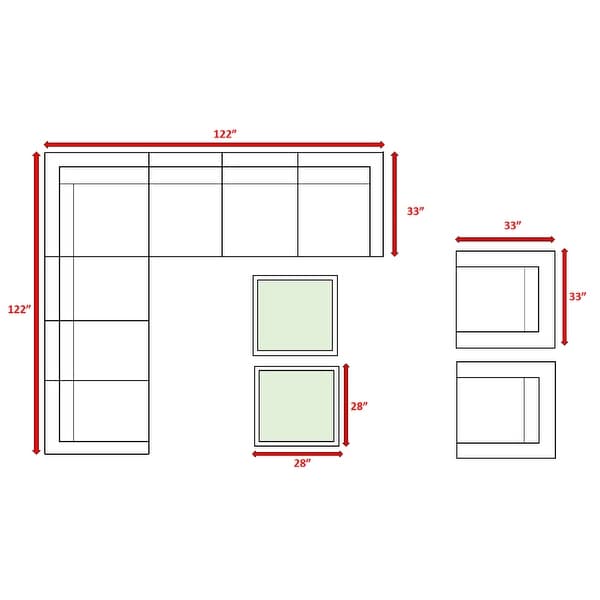 11 Piece Sectional Set with Cushions