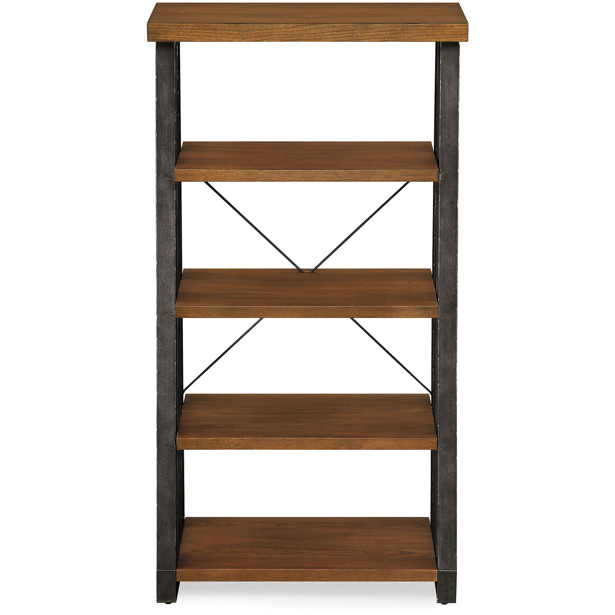 Better Homes & Gardens Mercer 5-Shelf Audio/Video Tower Bookcase, Vintage Oak Finish