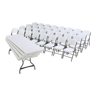 Lifetime 36-Piece White Outdoor Safe Stackable Folding Table Set 80410