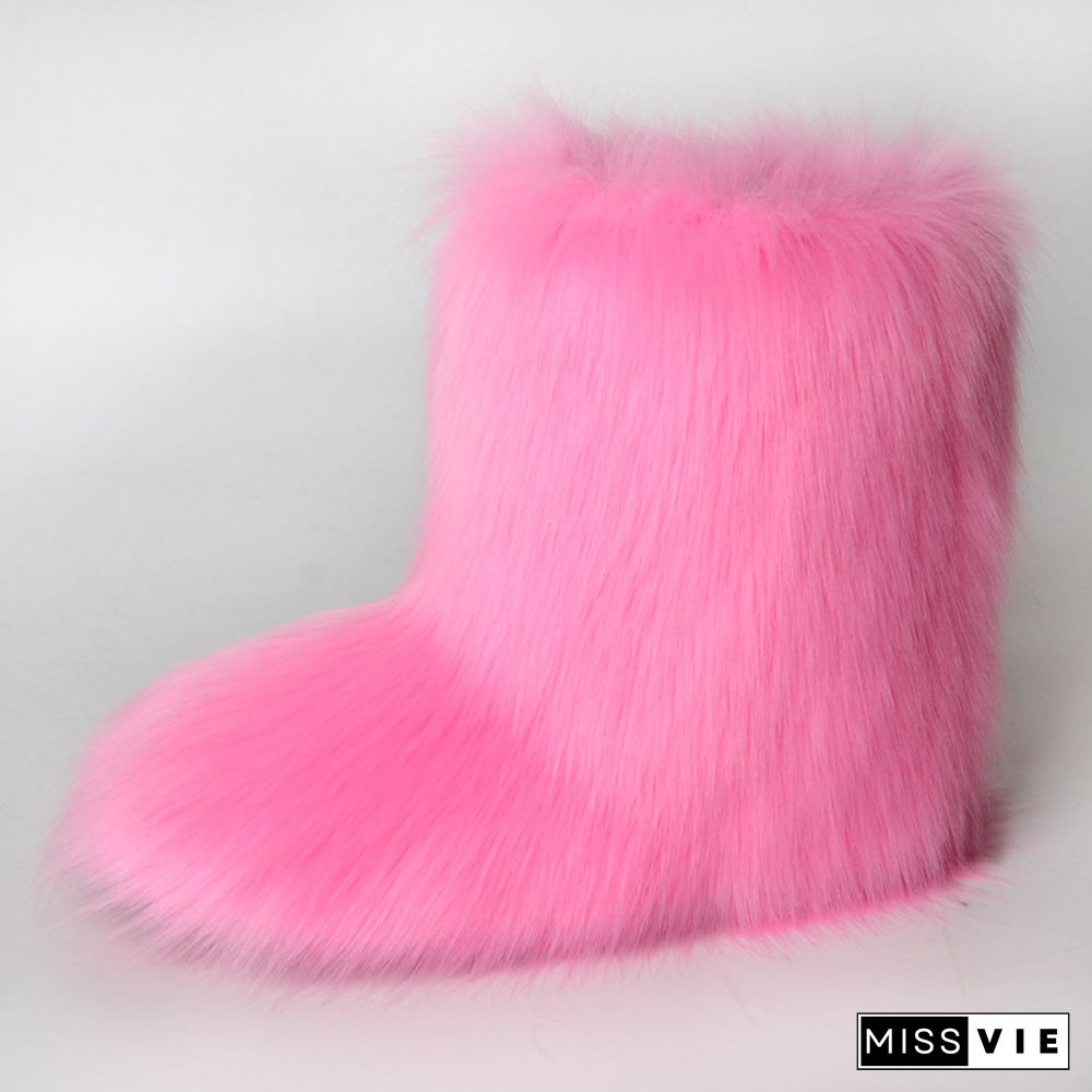 Fashion Casual Fur Boots Plus Velvet Ski Boots