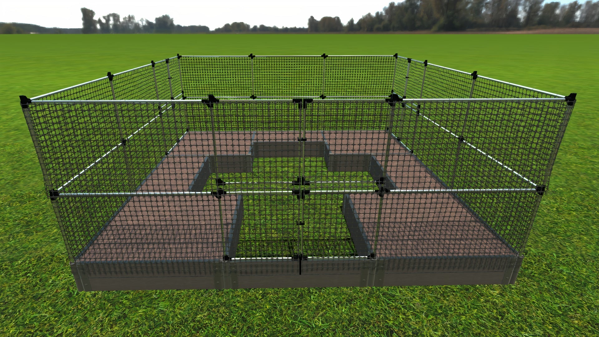 Walk-In 'Center Cross' 12' x 12' Animal Barrier Raised Garden Bed - 2