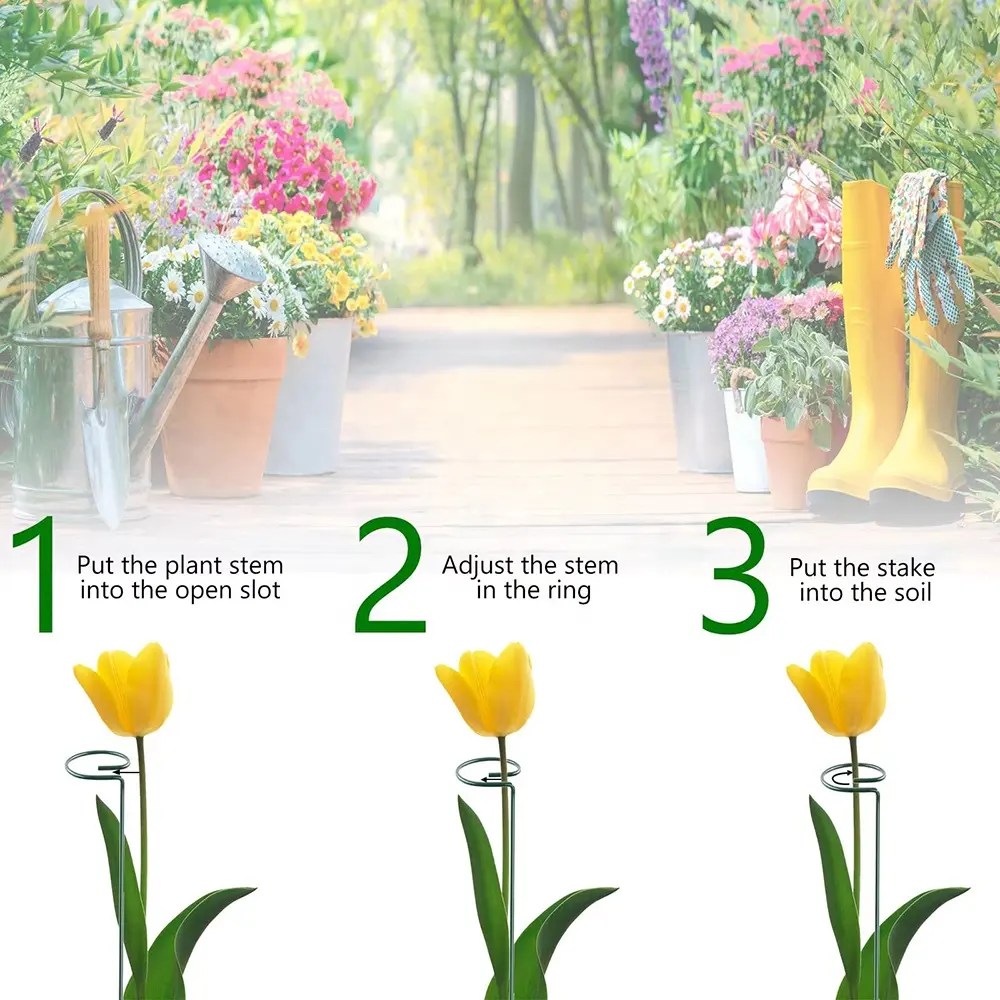 6 Pack Plant Stakes for Flowers Metal Single Stem Plant Support Garden Plant Stakes for Amaryllis Orchid Lily Rose Tomatoe