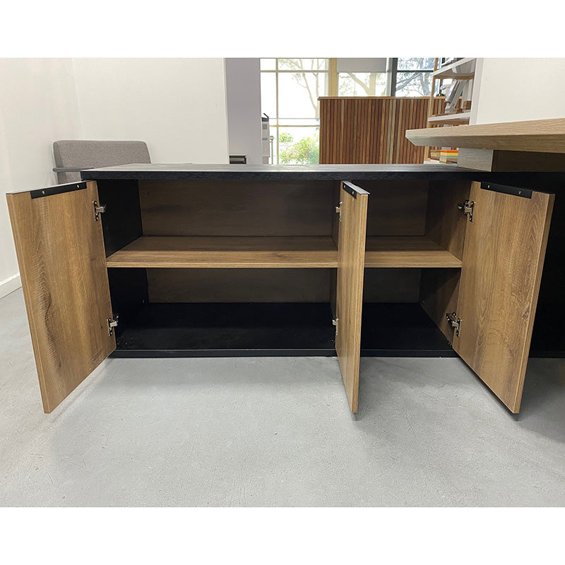 PHOENIX Executive Desk with Left Return 2.2M - Warm Oak & Black