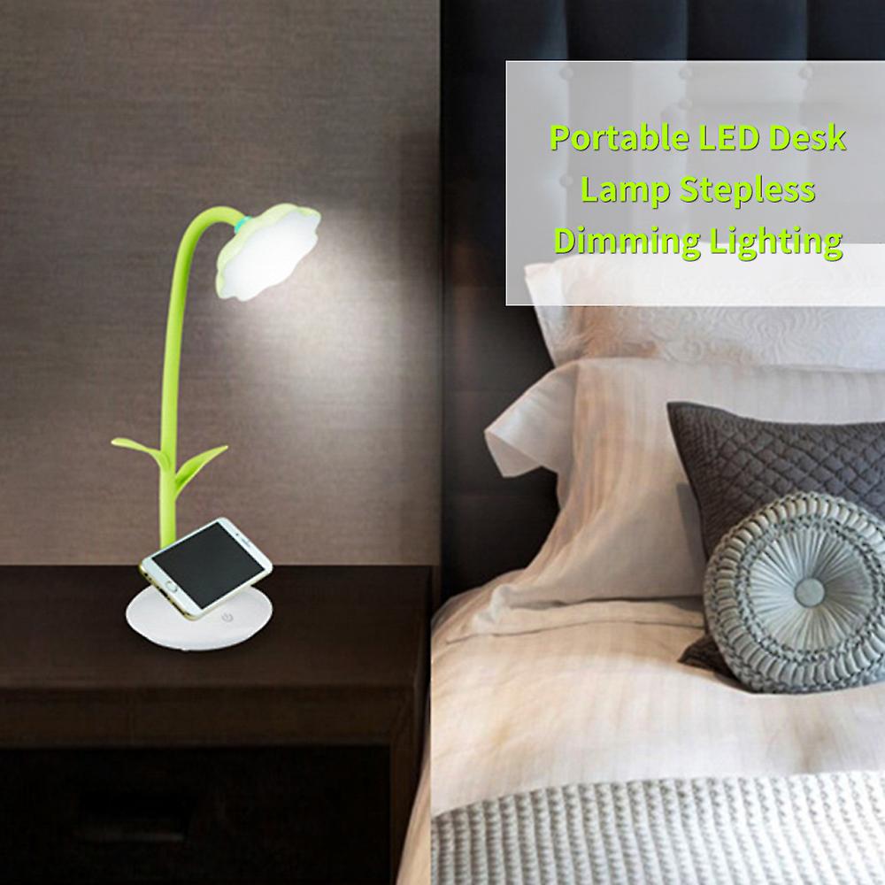 Leds Desk Lamp With Phone Holder Base Usb Rechargeable Night Light Touch Control Stepless Dimming Light 360 Flexible Hose For Bedroom Reading Working