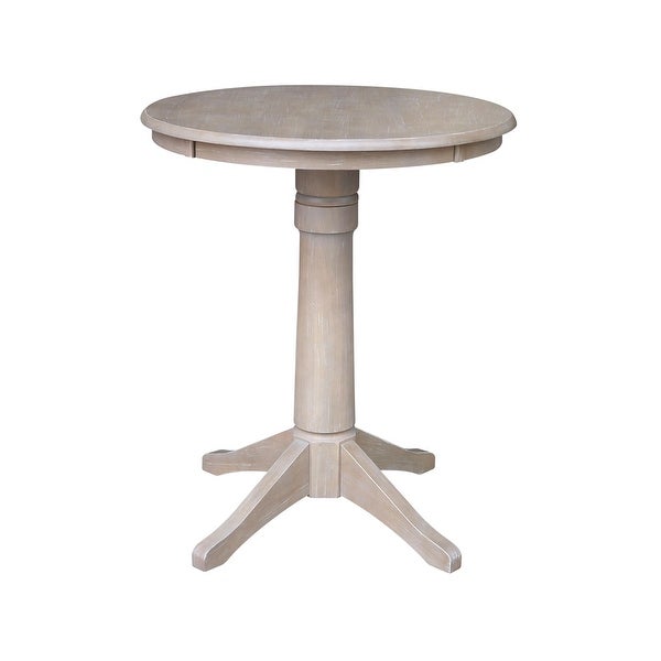 30-in. Round Washed Grey Taupe Wood Pedestal Table