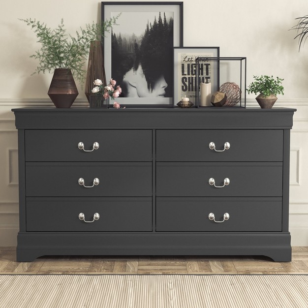 Galano Ireton 6 drawer Dresser 32 0 In 58 2 In 15 7 In In White Black Gray