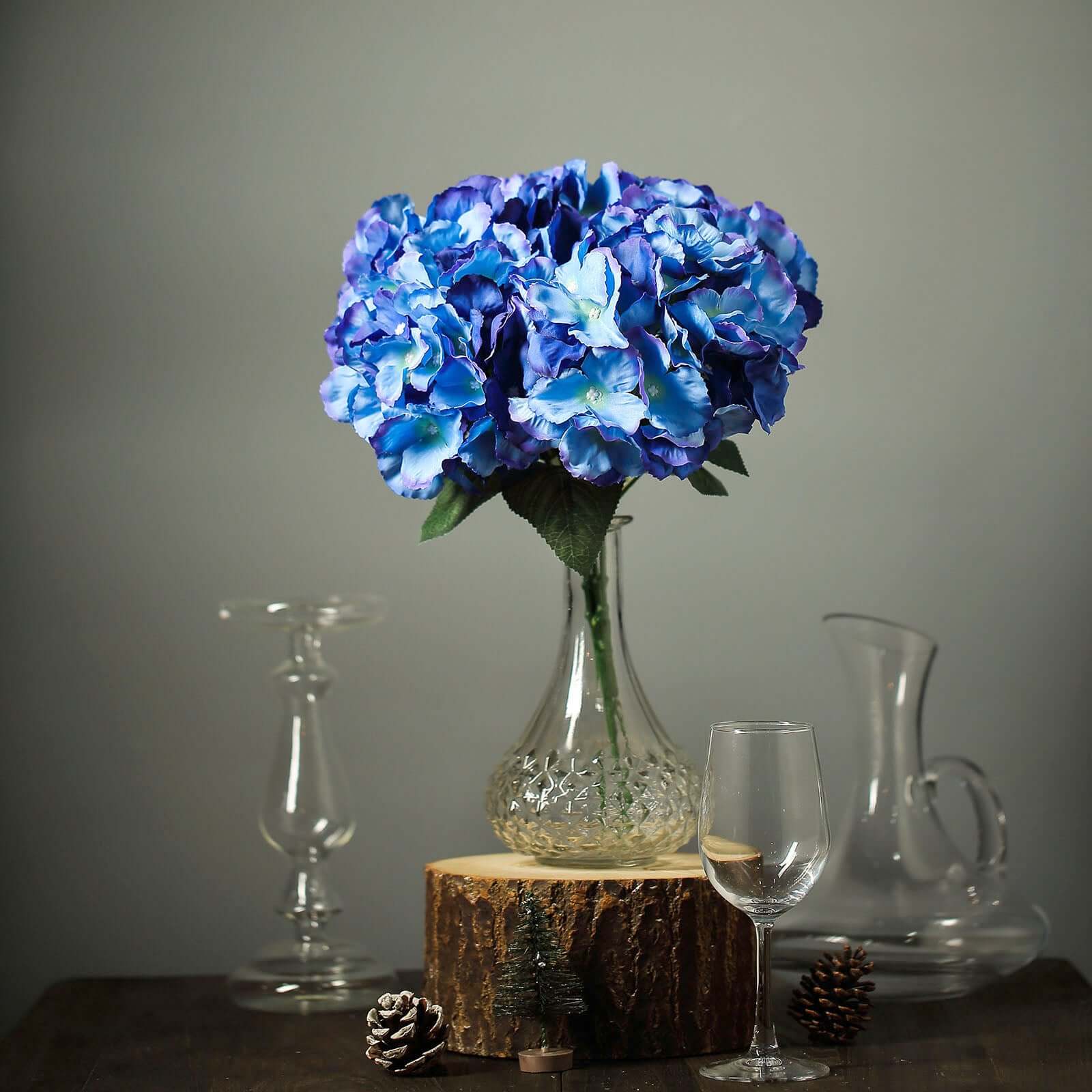 5 Bushes Royal Blue Artificial Silk Hydrangea Flower Bouquets