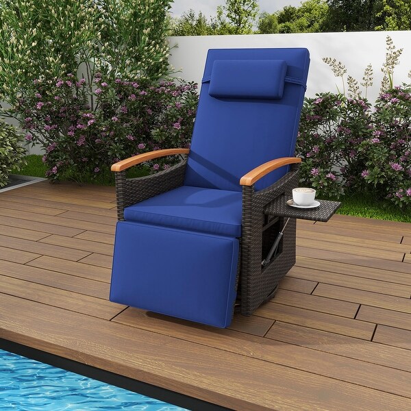 Costway Outdoor 360° Swivel Rattan Recliner Chair Patio Wicker Chaise