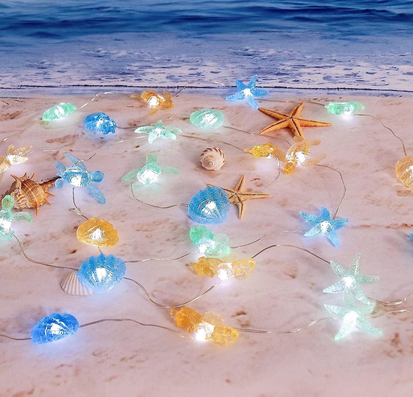 Decorative String Lights Beach， Under The Sea， Sand Dollars， Seahorse， Nautical Theme For Christmas Decorations， 3m 30 Led Remote Control With Battery