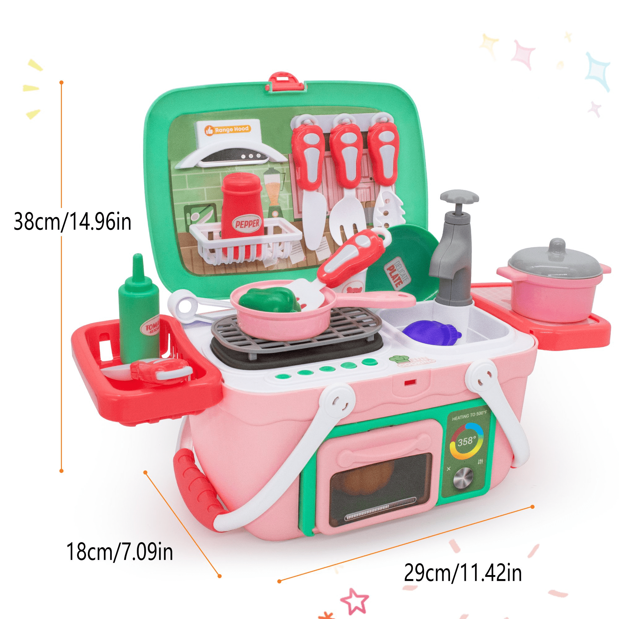 AGNEVE Toys Kitchen Play Set 30 Pcs Accessories Pretend Cooking Cookware Steam Pressure Pot Play Kitchen Set Cooking Utensils Learning Gifts for Baby Toddlers Girls Boys