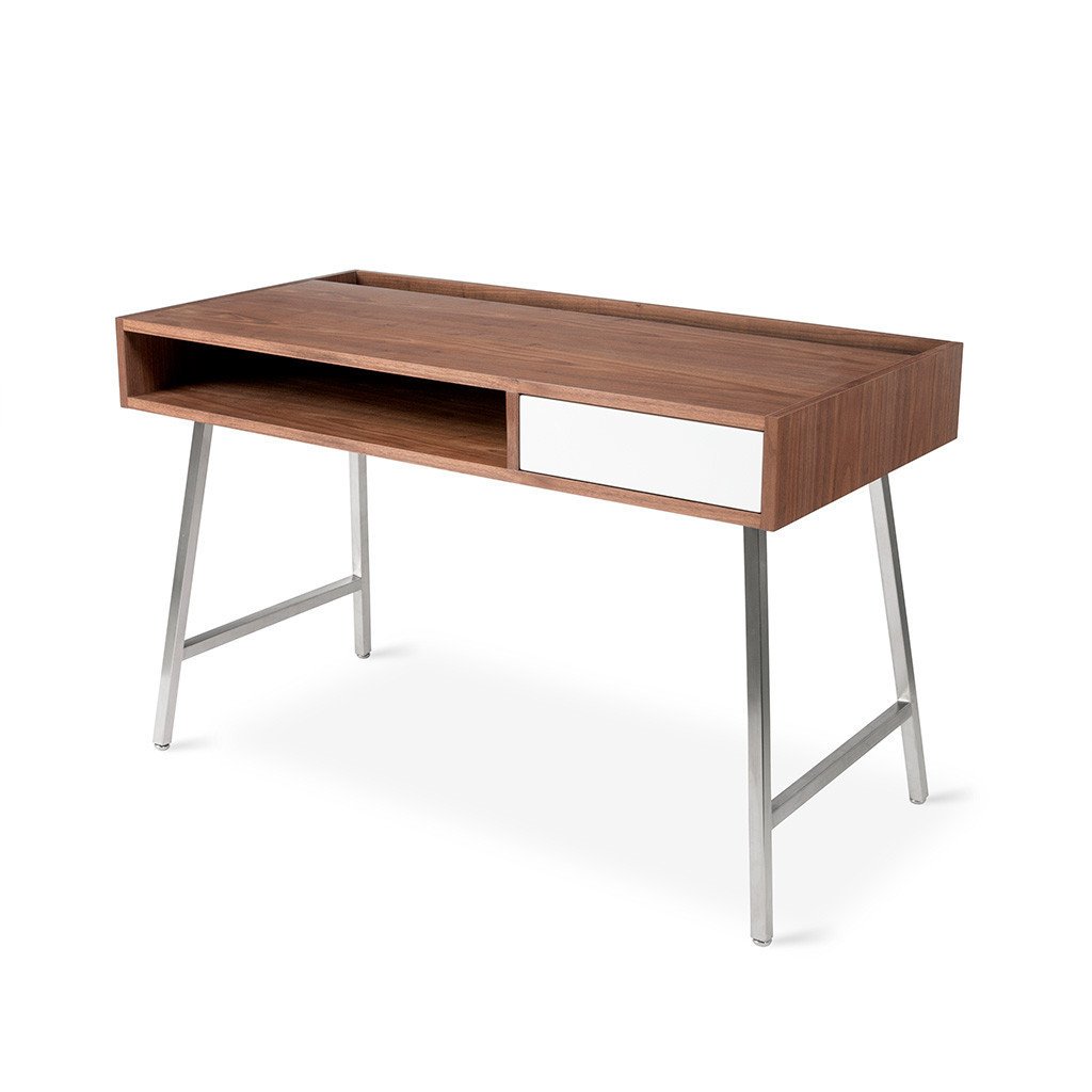 Junction Desk in Walnut and White