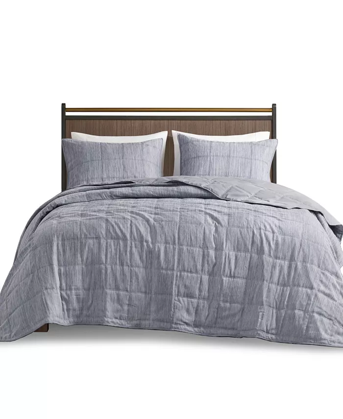 Beautyrest Guthrie 3 Piece Striated Cationic Dyed Oversized Quilt Set， Full Queen