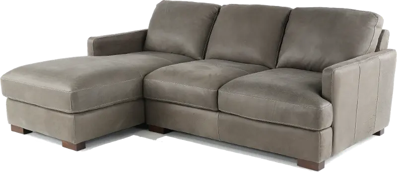 Alabama Pewter Gray Leather 2 Piece Chaise Sectional