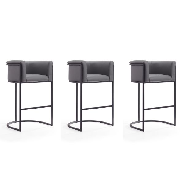 Cosmopolitan Barstool in Grey and Black (Set of 3)