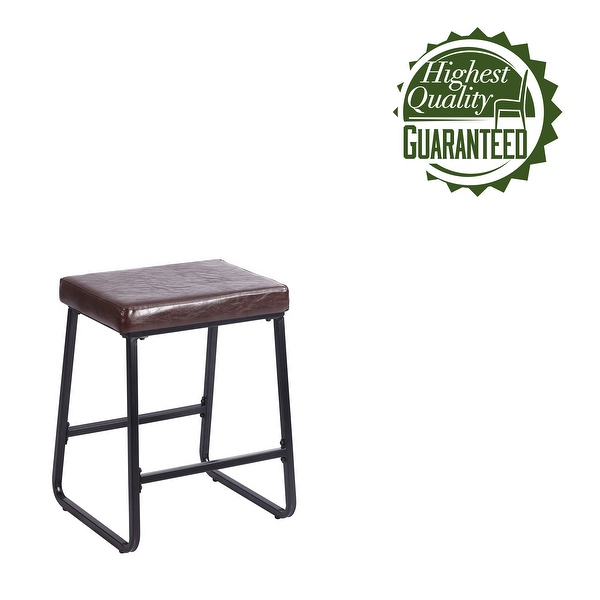 Porthos Home Setia Counter Stools Set of 2， PU Leather， Iron Legs