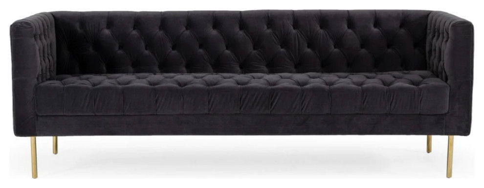 Laurel DK Gray Velvet Sofa   Contemporary   Sofas   by Rustic Home Furniture Deco  Houzz