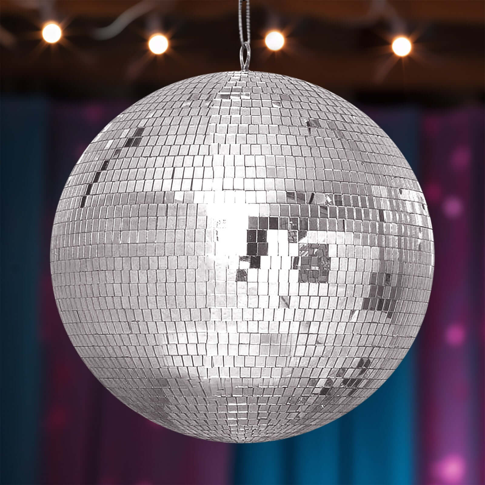 Large Silver Foam Disco Mirror Ball With Hanging Swivel Ring, Holiday Party Decor 20