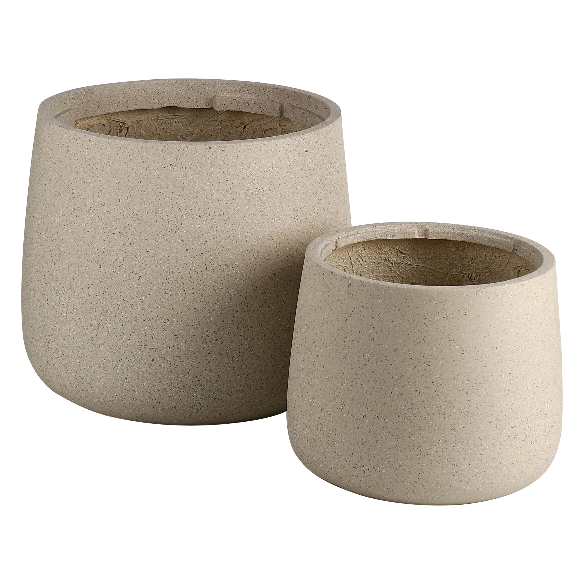 Light Weight Designer Little Spot Ivory/Beige Fiberglass Planters Decorative Pots For Indoor Outdoor