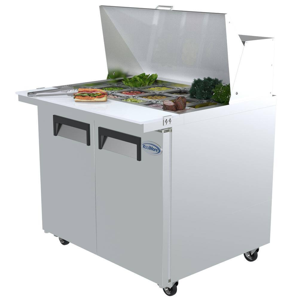 Koolmore 47 in. W 10 cu. ft. Refrigerated Food Prep Station Table with Mega Top Surface in Stainless Steel RPT47-2D-MT