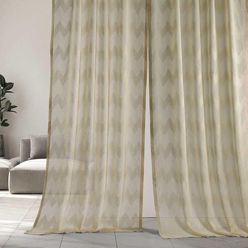 EFF 1-panel Sirius Patterned Linen Sheer Window Curtain