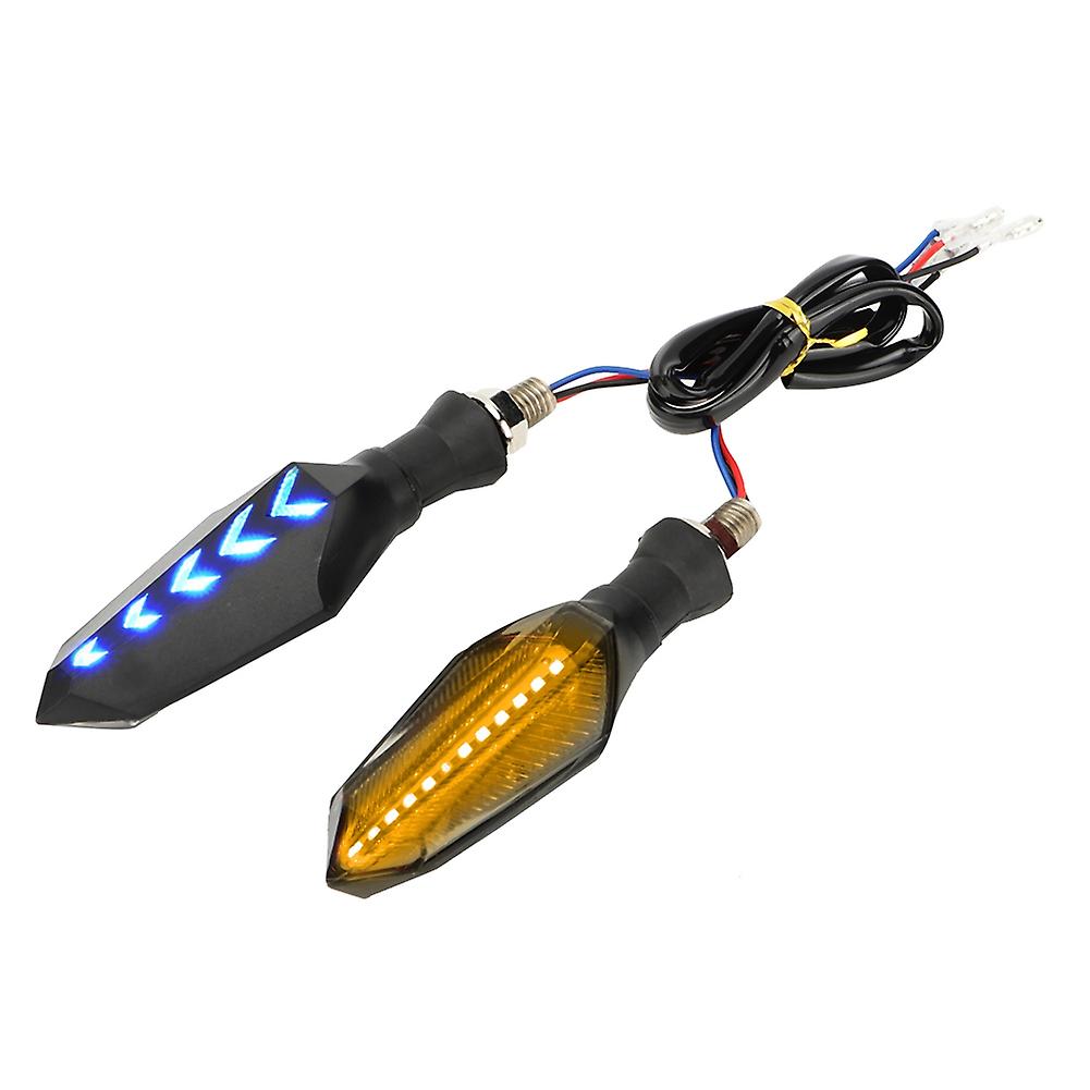 2pcs Double-sided Motorcycle Led Flowing Water Turn Signal Light Indicator Lamp (yellow)