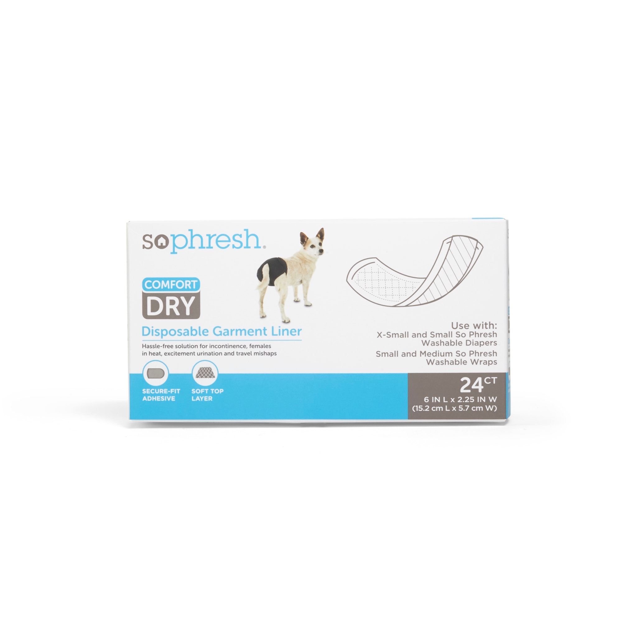 So Phresh Comfort Dry Disposable Garment Liners for Dogs， Count of 24