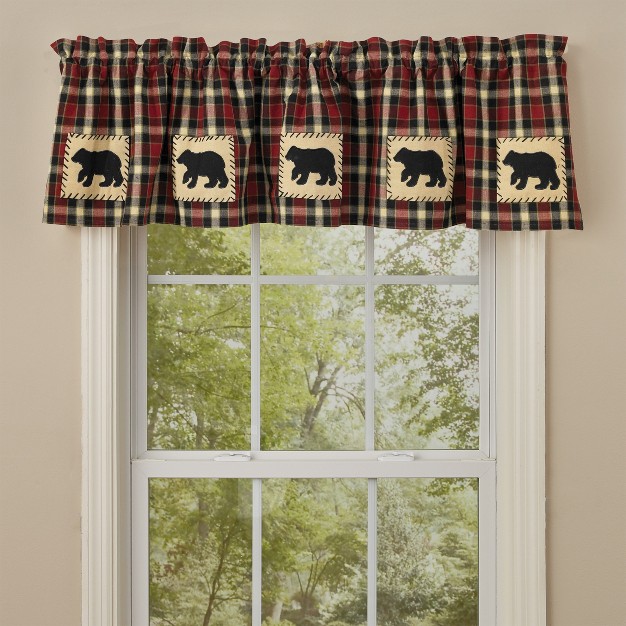 Park Designs Red Concord Bear Lined Valance 60 quot l