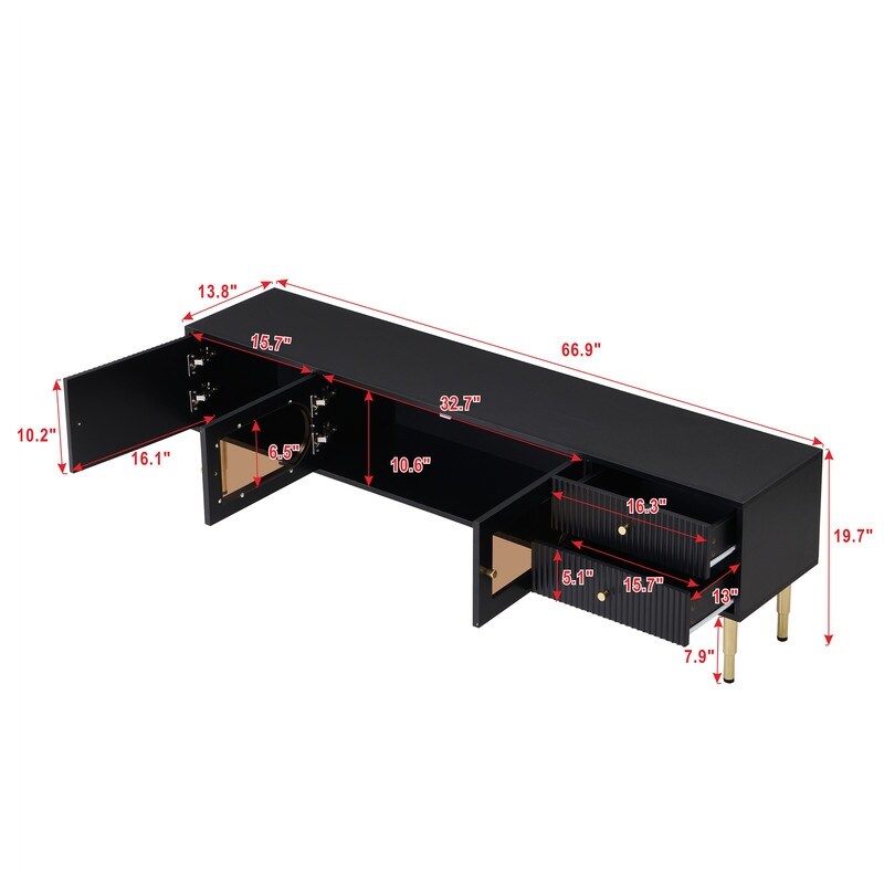 TV Stand for TVs up to 80''  Entertainment Center with Multifunctional Storage Space  TV Cabinet with 2 Drawers