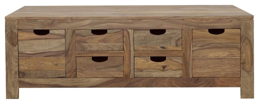 Coaster Esther 6 drawer Wood Storage Coffee Table Natural Sheesham   Rustic   Coffee Tables   by Homesquare  Houzz